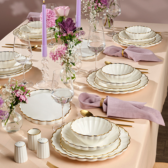 Karaca Stream Bone Oyster 53 Parça 12 Kişilik Yemek Takımı