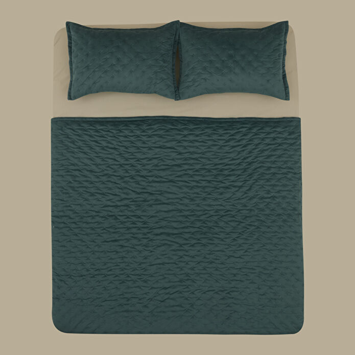 Karaca Home Granel Çift Kişilik Kadife Yatak Örtüsü Petrol