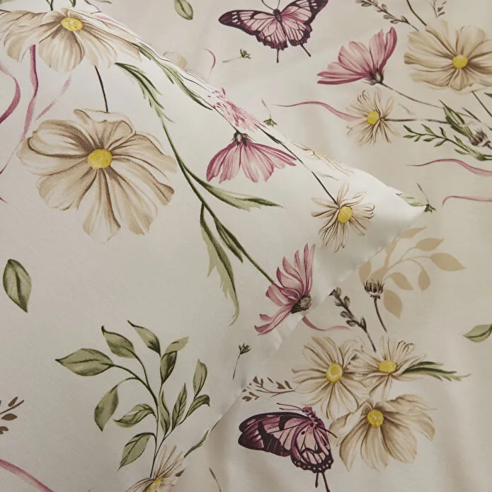 Sarah Anderson Butterflora Çift Kişilik Nevresim Takımı Somon