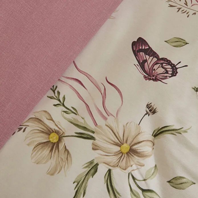 Sarah Anderson Butterflora Çift Kişilik Nevresim Takımı Somon