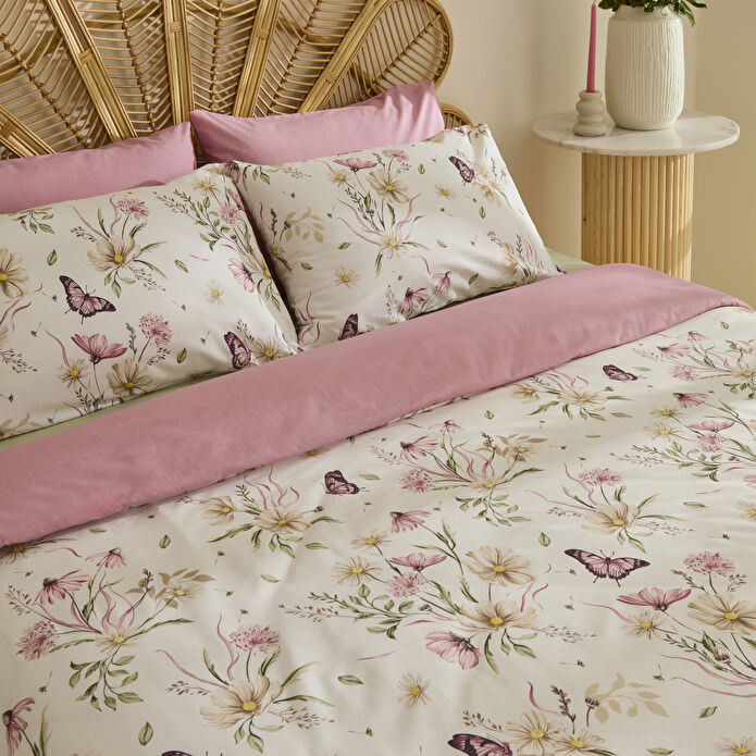 Sarah Anderson Butterflora Çift Kişilik Nevresim Takımı Somon