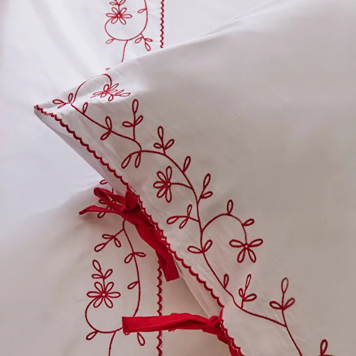 Karaca Home Calia %100 Pamuk Nakışlı Çift Kişilik Nevresim Takımı Beyaz