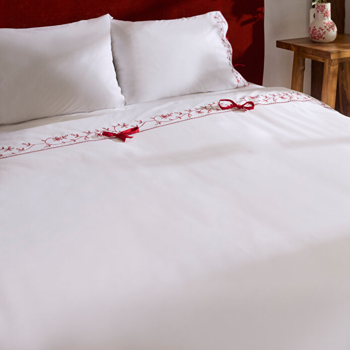 Karaca Home Calia %100 Pamuk Nakışlı Çift Kişilik Nevresim Takımı Beyaz