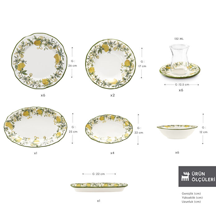 Karaca Limonelle 32 Parça 6 Kişilik Kahvaltı Takımı