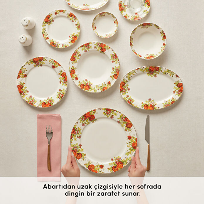 Karaca Elegance Bone Montebello 60 Parça 8 Kişilik Yemek Takımı ve Kahvaltı Seti