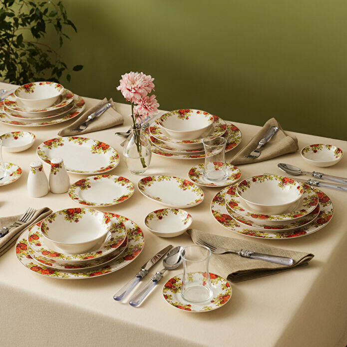 Karaca Elegance Bone Montebello 60 Parça 8 Kişilik Yemek Takımı ve Kahvaltı Seti