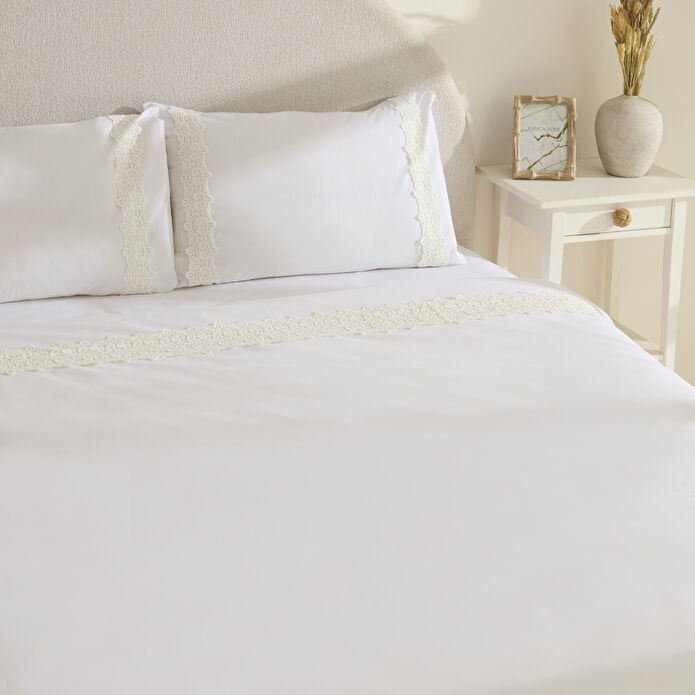Karaca Home Nuvia Güpürlü Çift Kişilik Nevresim Takımı Beyaz