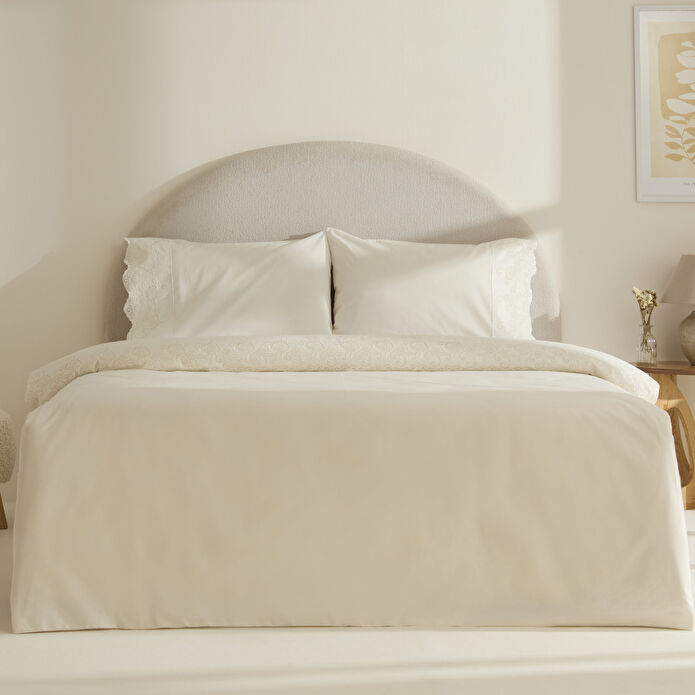 Karaca Home Avenza Brodeli Çift Kişilik Nevresım Takımı Beyaz