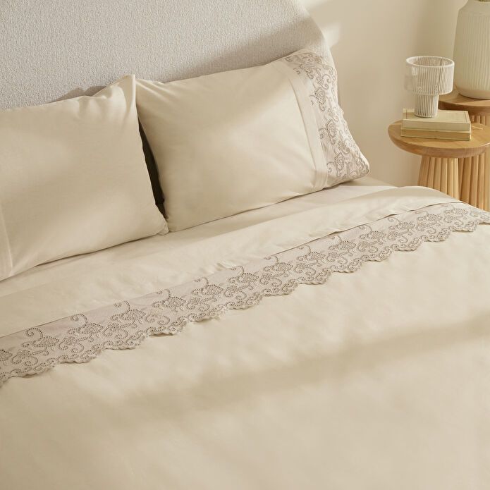 Karaca Home Avenza Brodeli Çift Kişilik Nevresım Takımı Bej