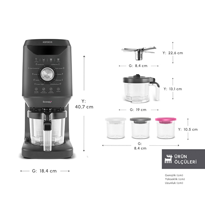 Karaca Scoopi 10 in 1 Dondurma Makinesi Matte Black