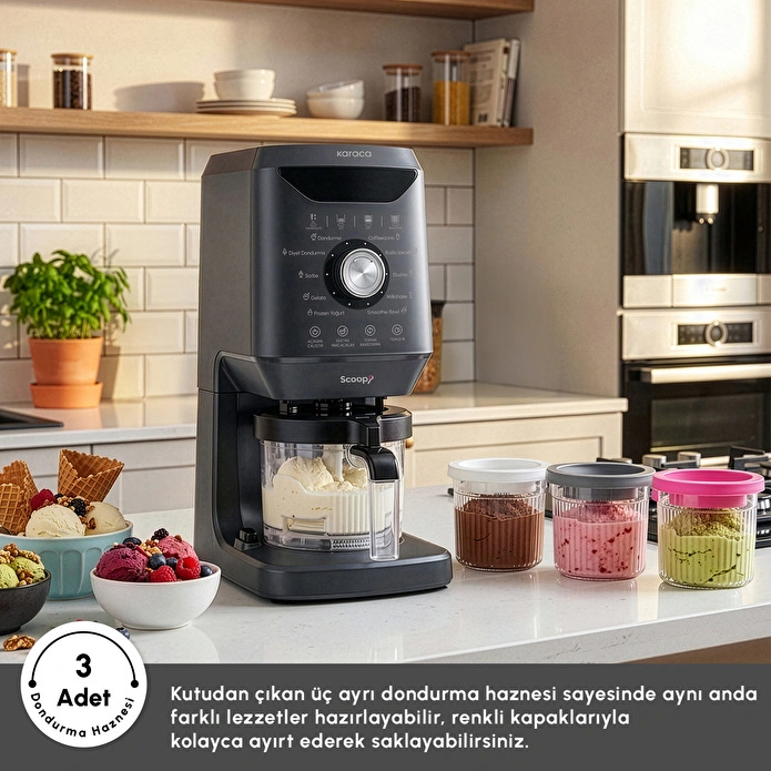 Karaca Scoopi 10 in 1 Dondurma Makinesi Matte Black