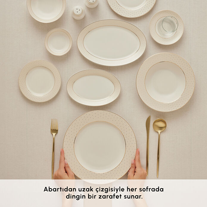 Karaca Elegance Bone Alessa 60 Parça 8 Kişilik Yemek Takımı ve Kahvaltı Seti