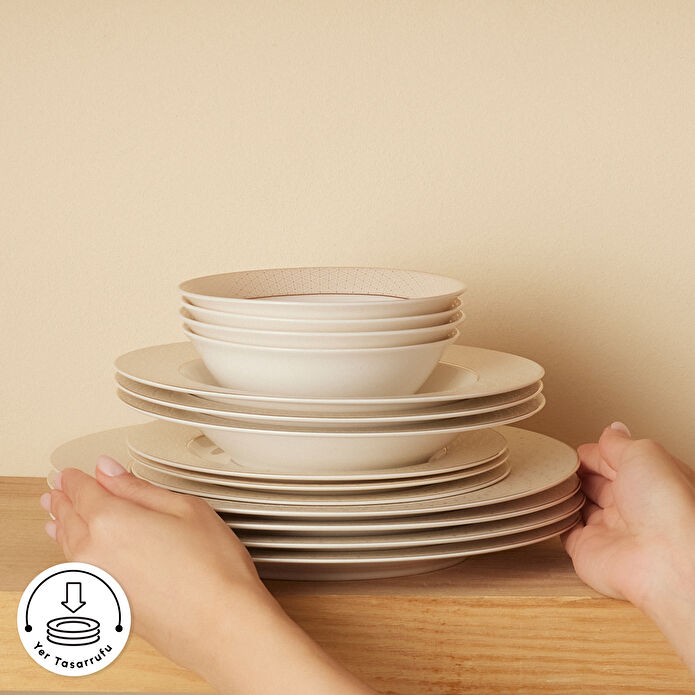 Karaca Elegance Bone Alessa 60 Parça 8 Kişilik Yemek Takımı ve Kahvaltı Seti