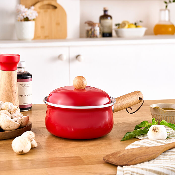 Karaca Elvin Emaye Kapaklı Sosluk Kırmızı