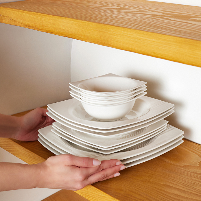 Karaca Square Bone X5 60 Parça 12 Kişilik Kare Yemek Takımı Gold