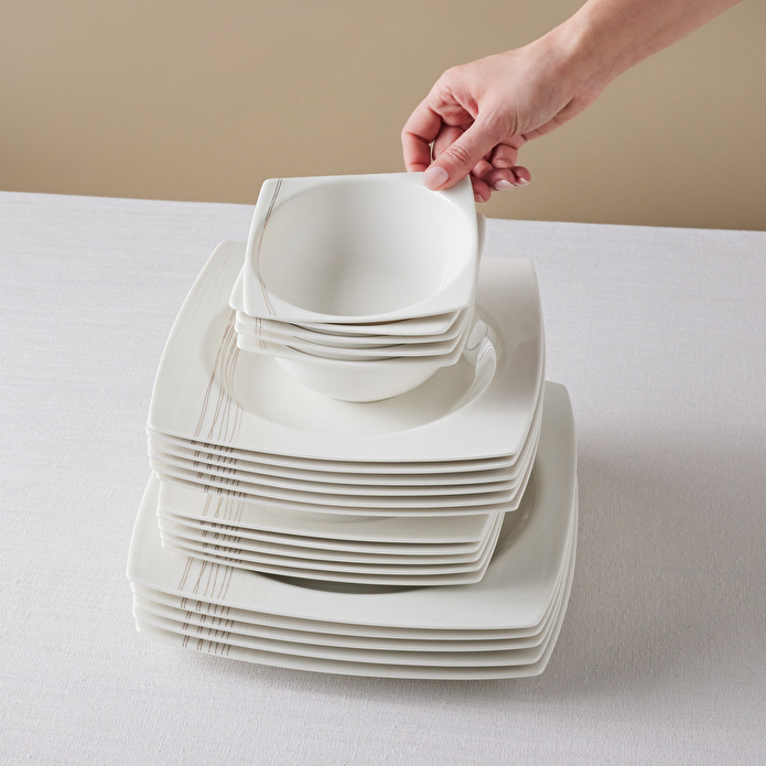 Karaca Square Bone X5 60 Parça 12 Kişilik Kare Yemek Takımı Gold