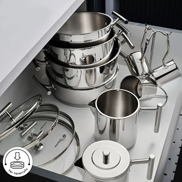Karaca Vanilla İndüksiyon Tabanlı 15 Parça Çelik Tencere Seti