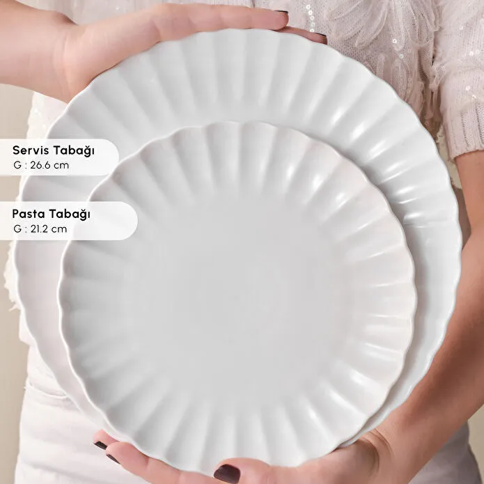 Karaca Stream Bone Umbrella 53 Parça 12 Kişilik Yemek Takımı Beyaz