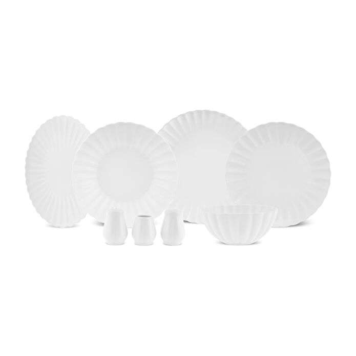 Karaca Stream Bone Umbrella 53 Parça 12 Kişilik Yemek Takımı Beyaz