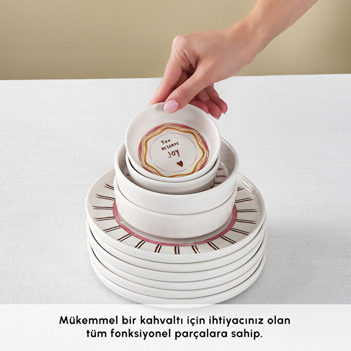 İstanbul Porselen La Bella Vita 14 Parça 6 Kişilik Kahvaltı Takımı