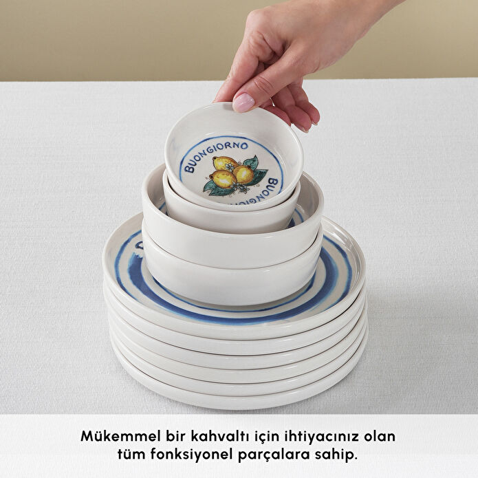 İstanbul Porselen Buongiorno 14 Parça 6 Kişilik Kahvaltı Takımı