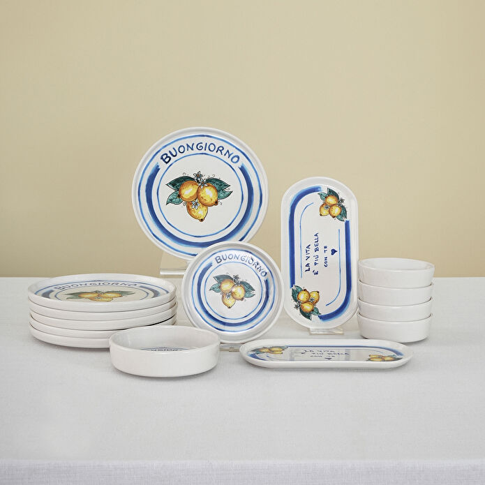 İstanbul Porselen Buongiorno 14 Parça 6 Kişilik Kahvaltı Takımı
