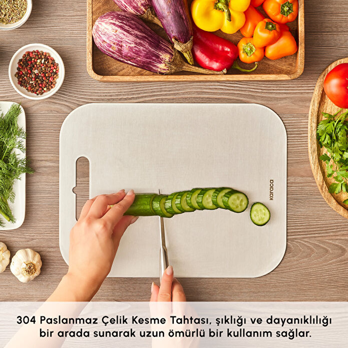Karaca 304 Paslanmaz Çelik Kesme Tahtası Inox