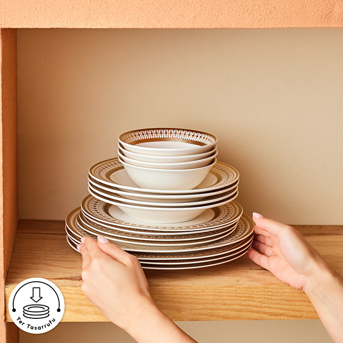 Emsan Empire Bone Imperial 55 Parça 12 Kişilik Yemek Takımı Gold