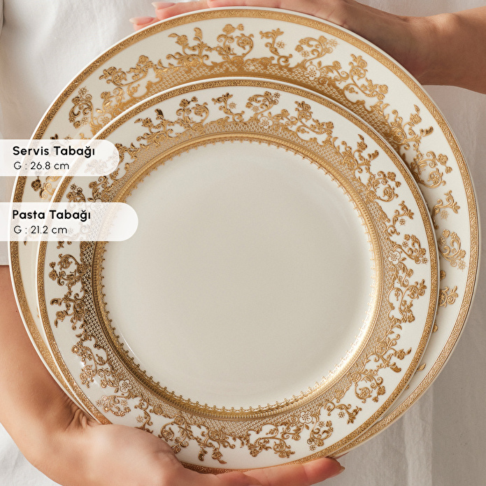 Emsan Empire Bone Majeste 55 Parça 12 Kişilik Yemek Takımı Gold