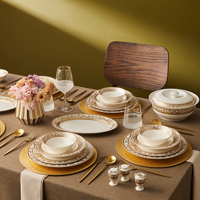 Emsan Empire Bone Majeste 55 Parça 12 Kişilik Yemek Takımı Gold