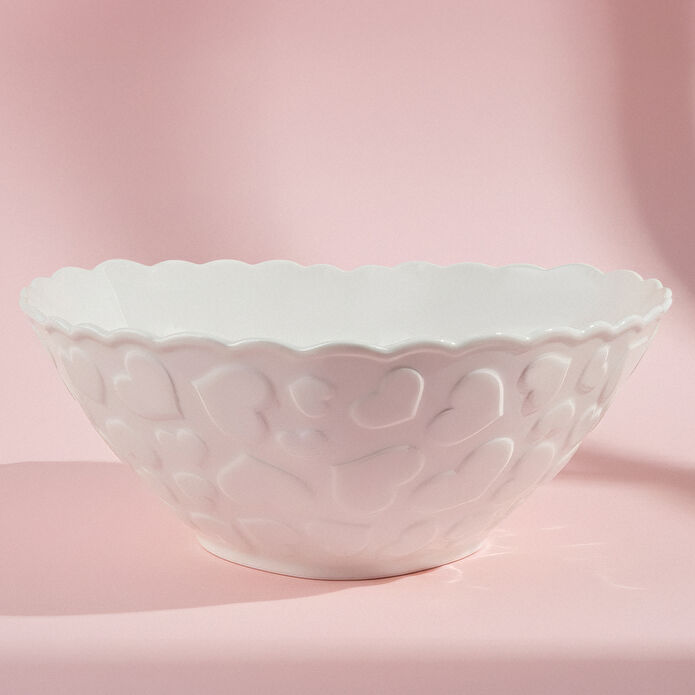 Karaca Pink Love Salata Kasesi Beyaz 23 cm