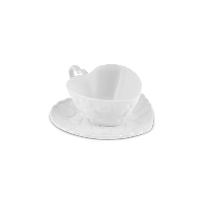 Karaca Pink Love Kahve Fincanı ve Tabağı Beyaz