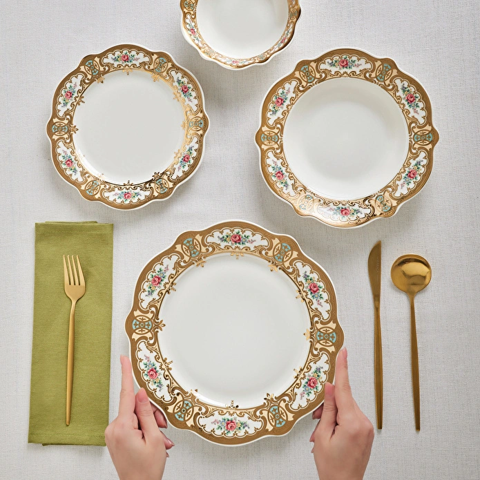 Karaca Forever Bone Majesty 24 Parça 6 Kişilik Yemek Takımı