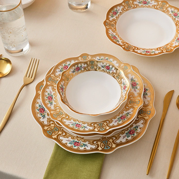 Karaca Forever Bone Majesty 24 Parça 6 Kişilik Yemek Takımı