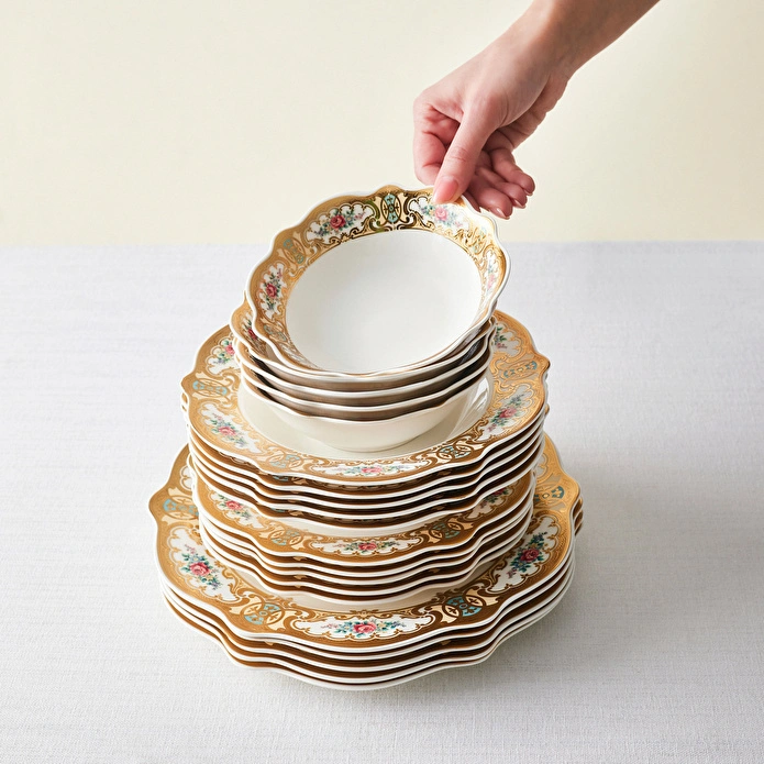 Karaca Forever Bone Majesty 24 Parça 6 Kişilik Yemek Takımı