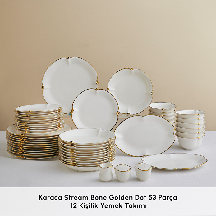 Karaca Stream Bone Gold Dot 53 Parça 12 Kişilik Yemek Takımı