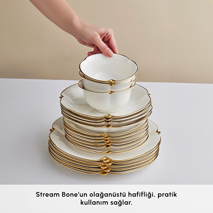Karaca Stream Bone Gold Dot 53 Parça 12 Kişilik Yemek Takımı