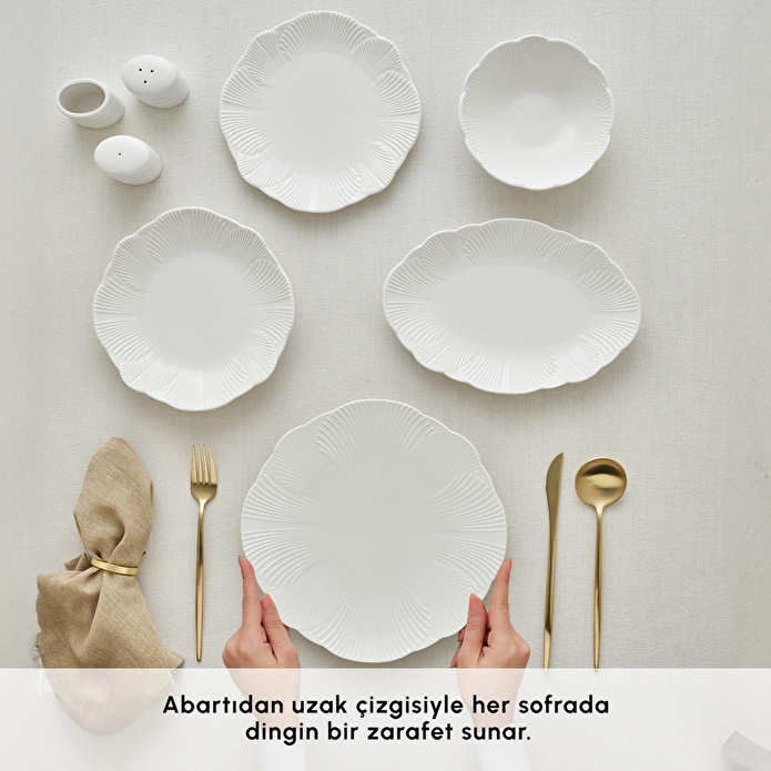 Karaca Stream Bone Floral White 53 Parça 12 Kişilik Yemek Takımı