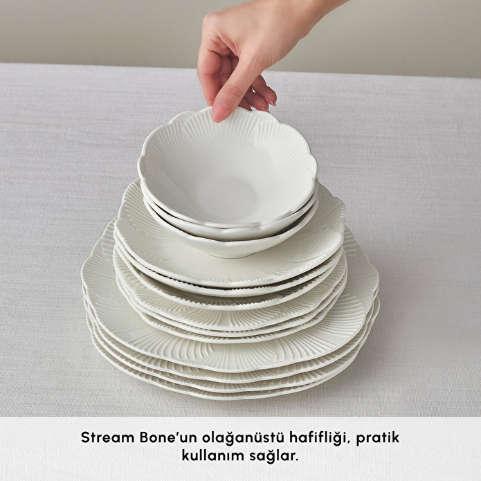 Karaca Stream Bone Floral White 53 Parça 12 Kişilik Yemek Takımı