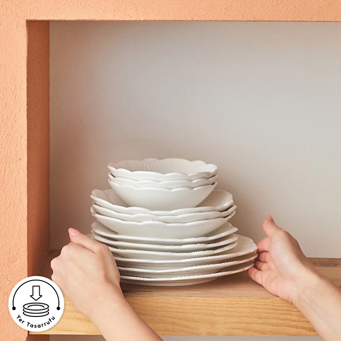 Karaca Stream Bone Floral White 53 Parça 12 Kişilik Yemek Takımı