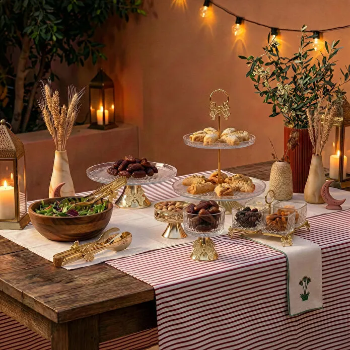 Karaca Home Arisya Dekoratif Ayaklı Çerezlik ve Sunumluk Gold 9 cm