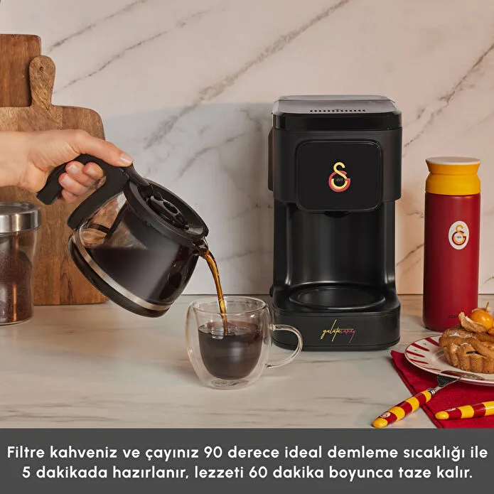 Karaca x Galatasaray Just Coffee Aroma 2 in 1 Filtre Kahve ve Çay Demleme Makinesi