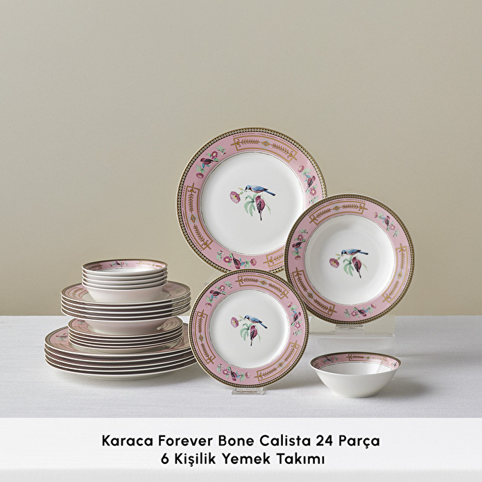 Karaca Forever Bone Calista 24 Parça 6 Kişilik Yemek Takımı
