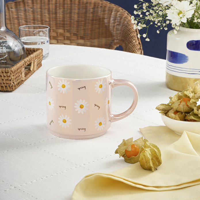Karaca Daisy Lüsterli Pembe Mug 420 ml
