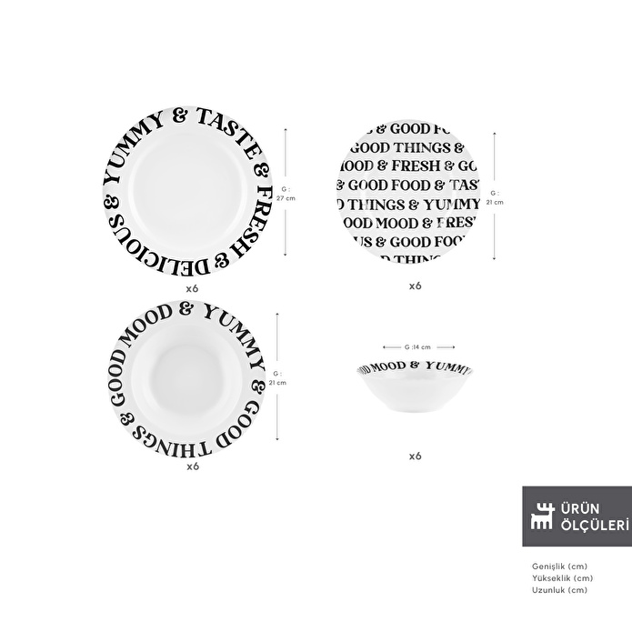 Emsan Forever Bone Mood 24 Parça 6 Kişilik Yemek Takımı