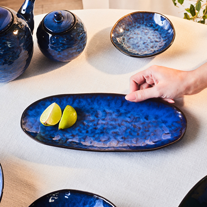 Karaca Nebula Blue Kayık Tabak 29,5 cm