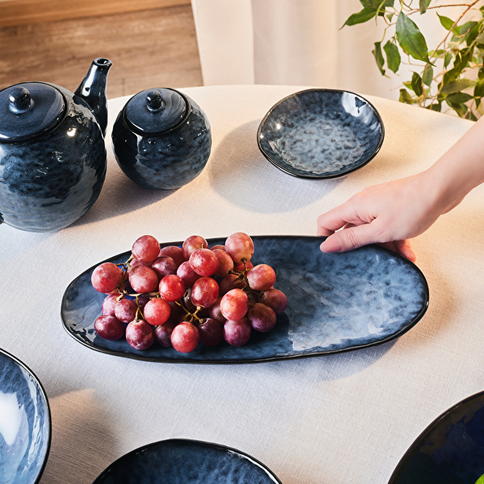 Karaca Nebula Blue Kayık Tabak 33 cm