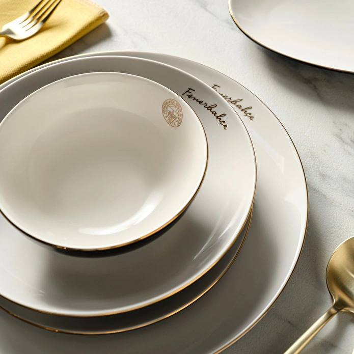 Karaca x Fenerbahçe Lisanslı Elegance Bone Gold 53 Parça Yemek Takımı