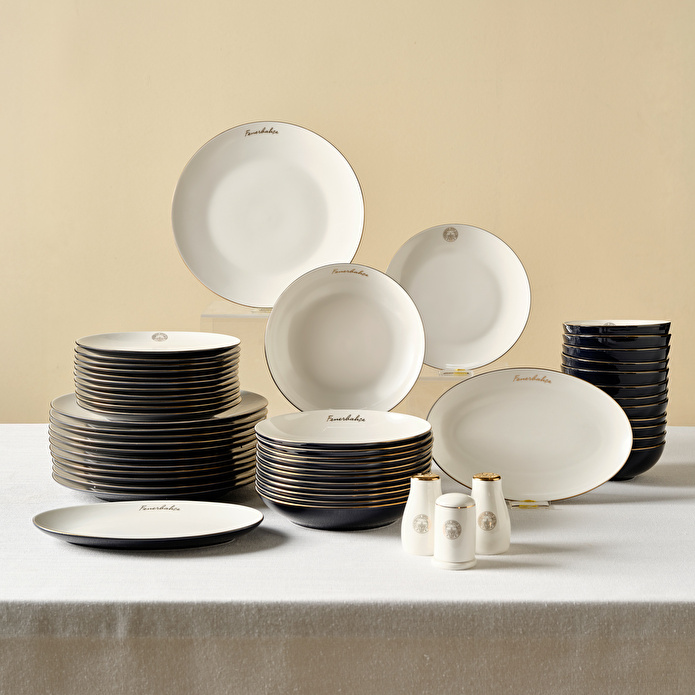 Karaca x Fenerbahçe Lisanslı Elegance Bone Gold 53 Parça Yemek Takımı