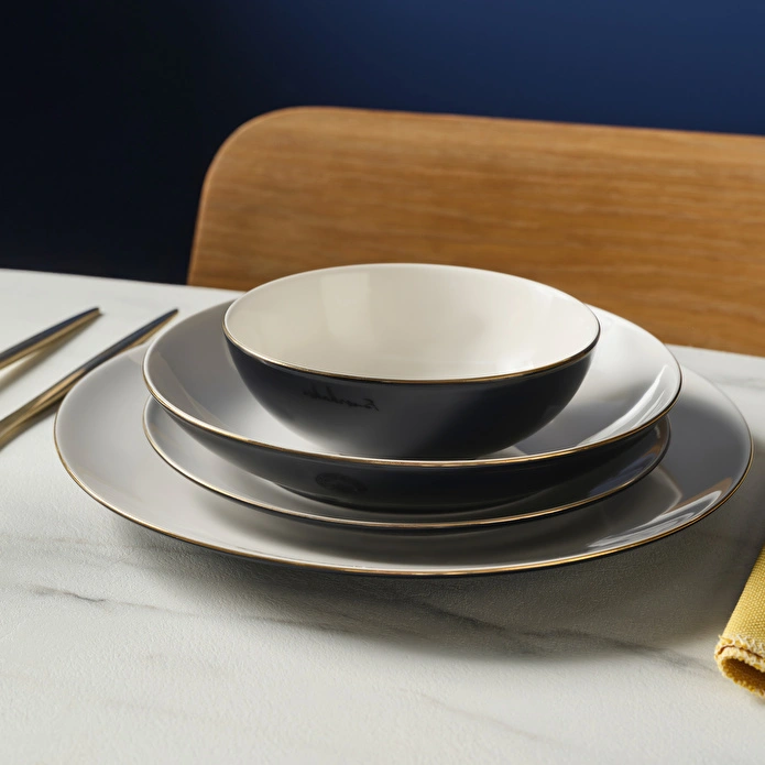 Karaca x Fenerbahçe Lisanslı Elegance Bone Gold 53 Parça Yemek Takımı